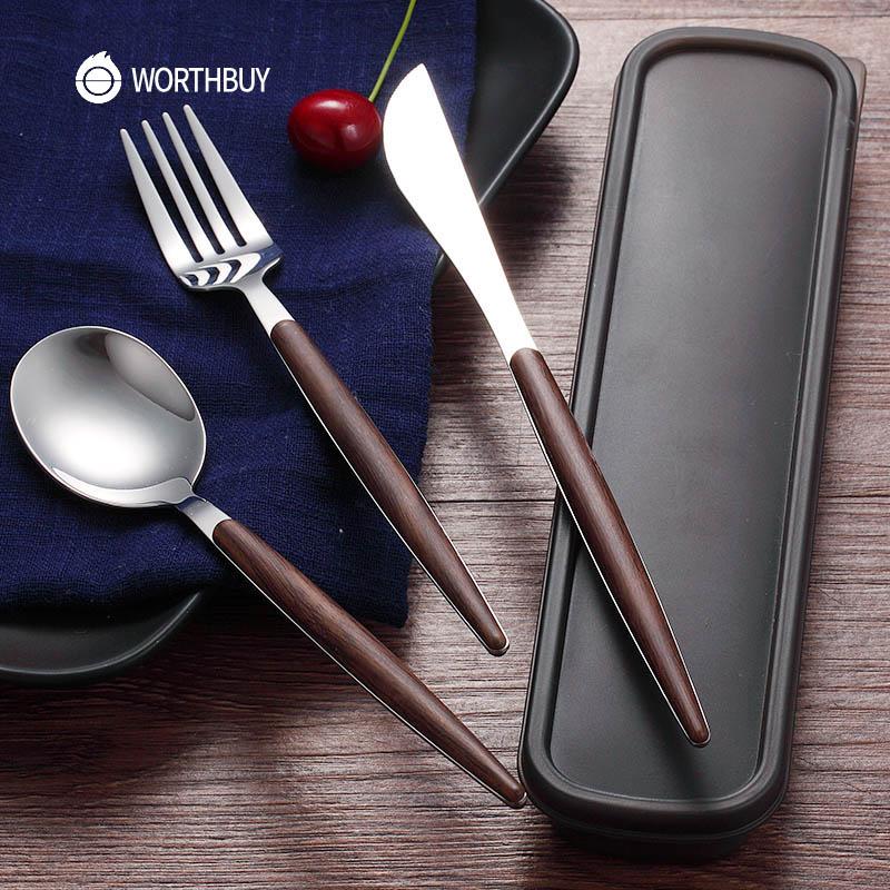 Wooden Stainless Steel Dinnerware Set