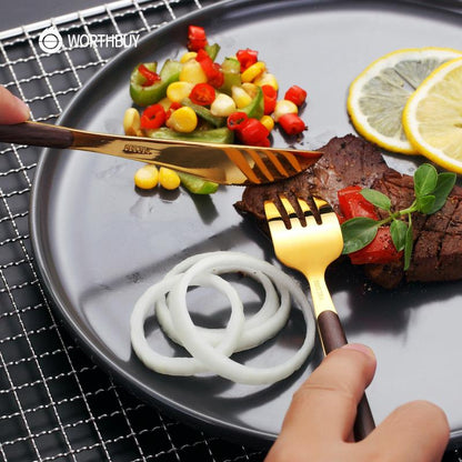 Wooden Stainless Steel Dinnerware Set