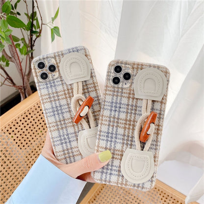 Plaid Finger Grip Phone Case