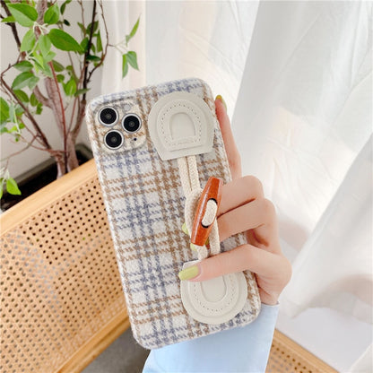 Plaid Finger Grip Phone Case