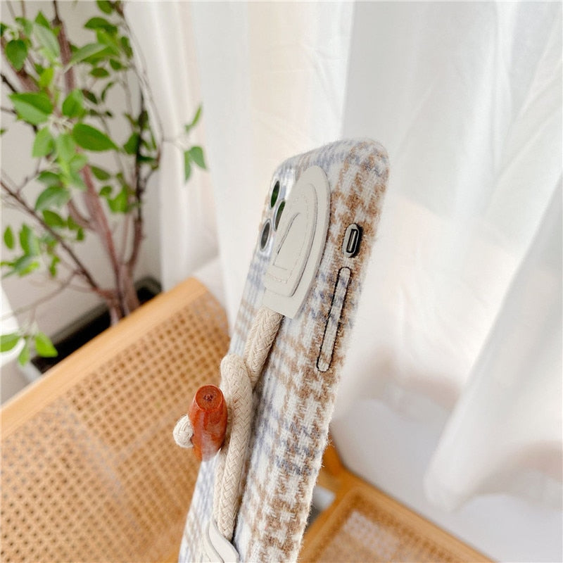 Plaid Finger Grip Phone Case