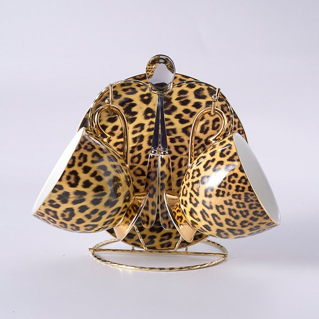 Leopard Print Bone China Porcelain Set