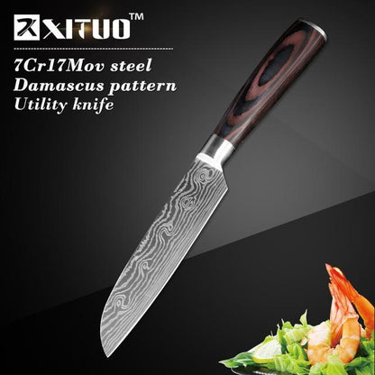Santoku Chef Knife (Beautiful Design Pattern)