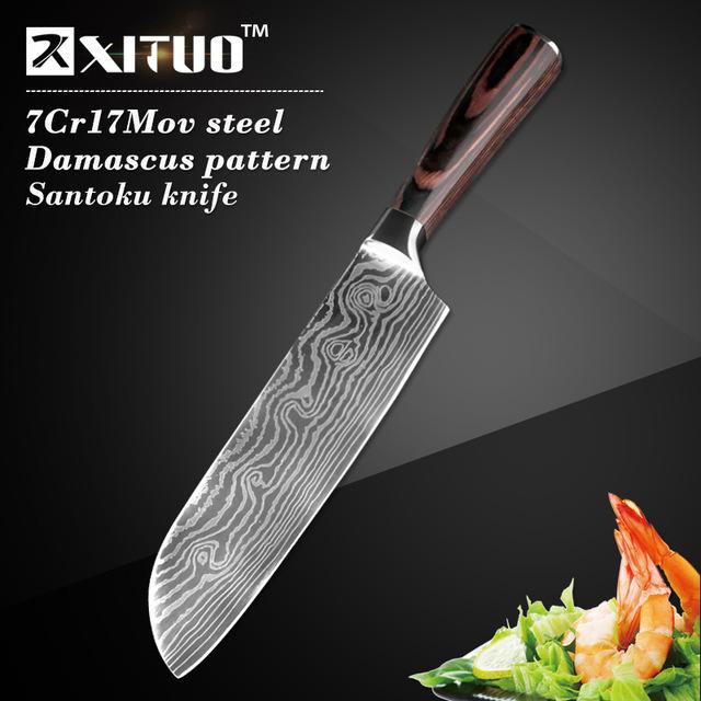 Santoku Chef Knife (Beautiful Design Pattern)