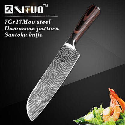 Santoku Chef Knife (Beautiful Design Pattern)