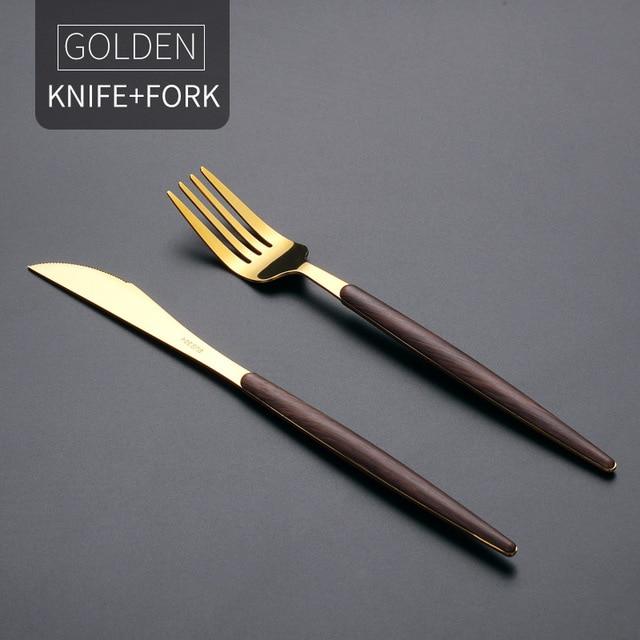 Wooden Stainless Steel Dinnerware Set