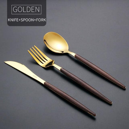 Wooden Stainless Steel Dinnerware Set