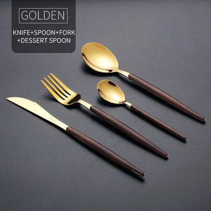 Wooden Stainless Steel Dinnerware Set