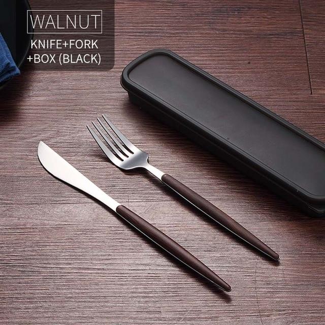 Wooden Stainless Steel Dinnerware Set