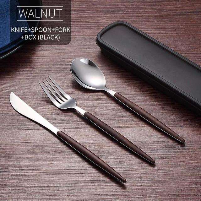 Wooden Stainless Steel Dinnerware Set