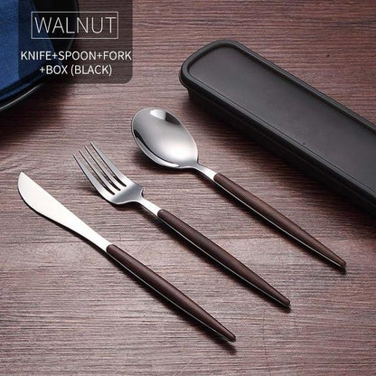 Wooden Stainless Steel Dinnerware Set