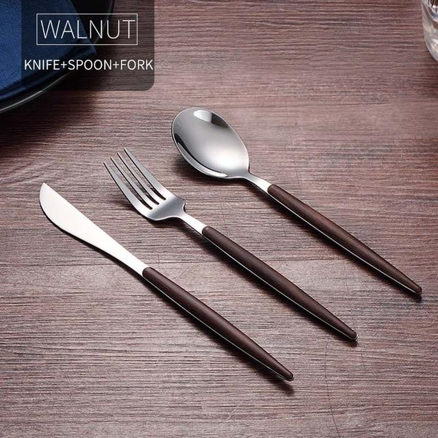 Wooden Stainless Steel Dinnerware Set