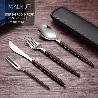Wooden Stainless Steel Dinnerware Set