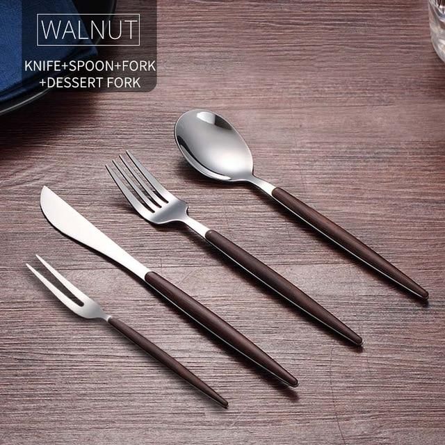Wooden Stainless Steel Dinnerware Set