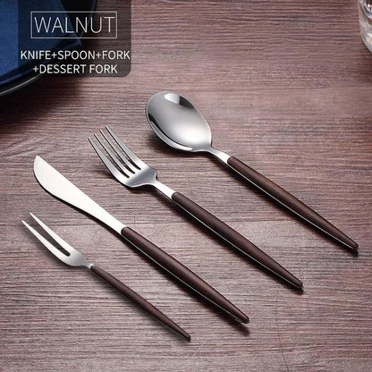 Wooden Stainless Steel Dinnerware Set