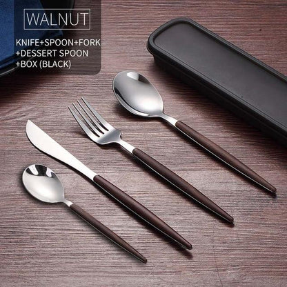 Wooden Stainless Steel Dinnerware Set