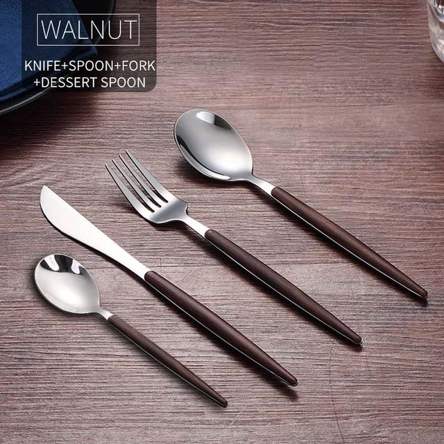 Wooden Stainless Steel Dinnerware Set