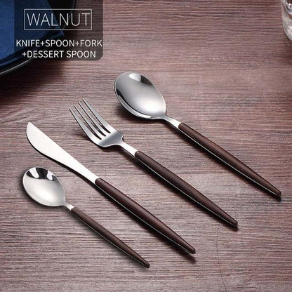 Wooden Stainless Steel Dinnerware Set