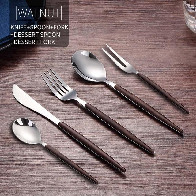 Wooden Stainless Steel Dinnerware Set