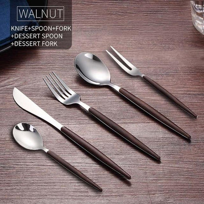 Wooden Stainless Steel Dinnerware Set